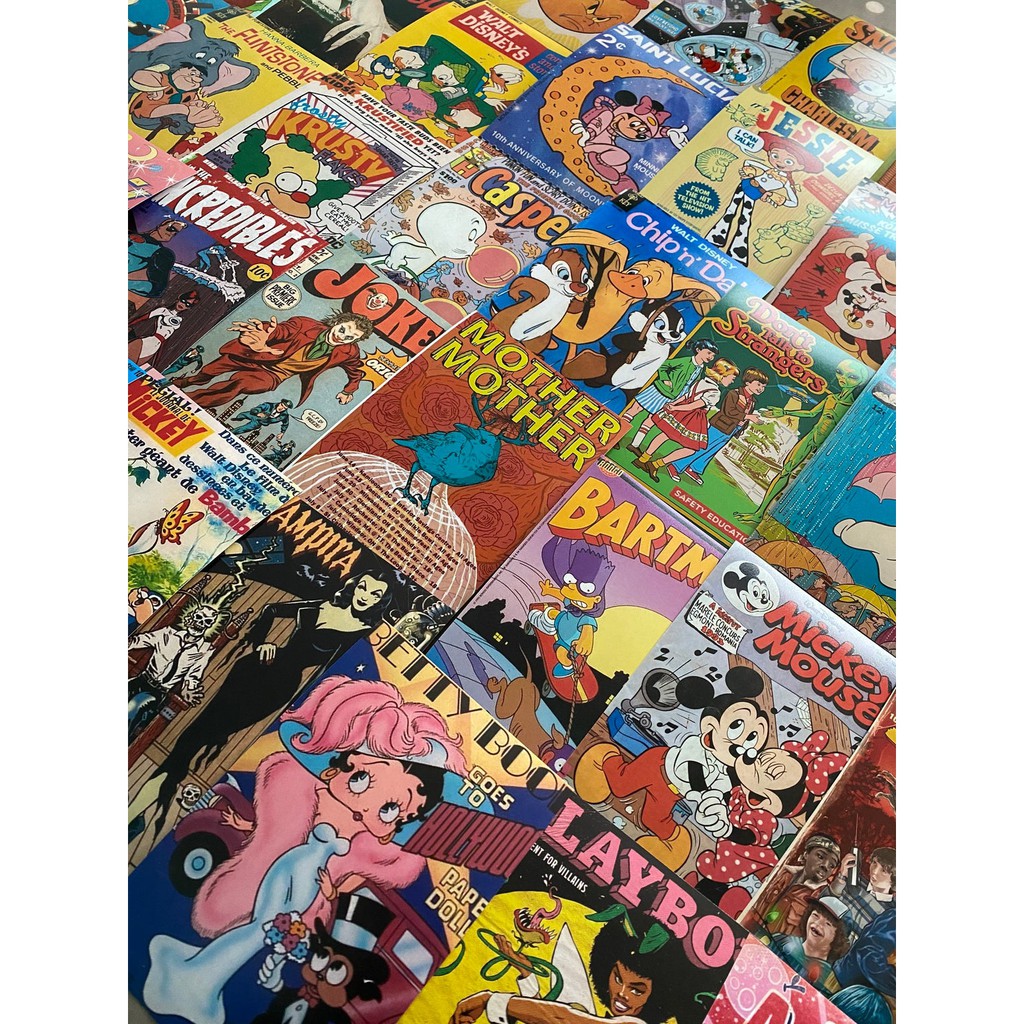 Wall Collage keo sẵng bóc dán tường trang trí decor phòng ngủ - theme bìa hoạt hình