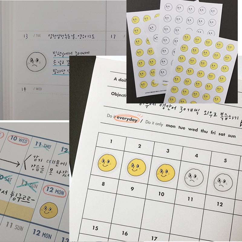 Miếng dán hình biểu tượng cảm xúc độc đáo dễ thương trang trí sổ lưu niệm