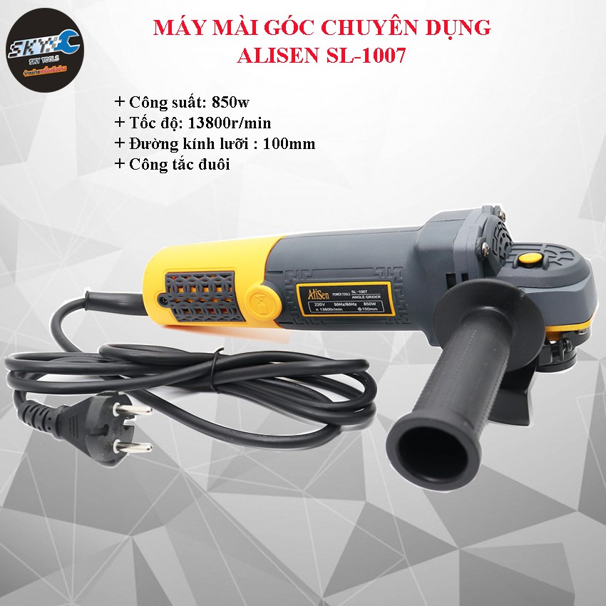 Máy mài góc, máy cắt cầm tay SL1007 chính hãng ALISEN, công suất 850w, máy công  tắc đuôi bền bỉ
