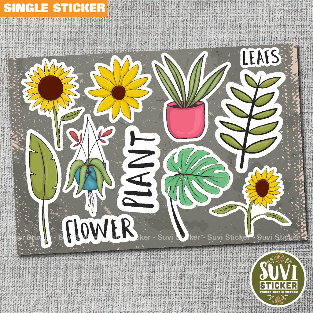 Single Sticker - Hình dán Plant chống nước sticker dán laptop, điện thoại, đàn guitar, mũ bảo hiểm, vali. SG18