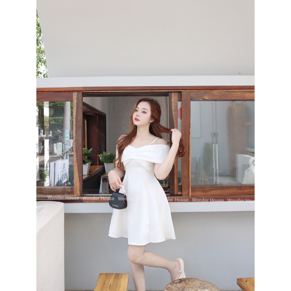 Đầm thiết kế WonderHouse 2 dây dáng A xoắn phần ngực dự tiệc, dạo phố nữ tính - Stella Dress