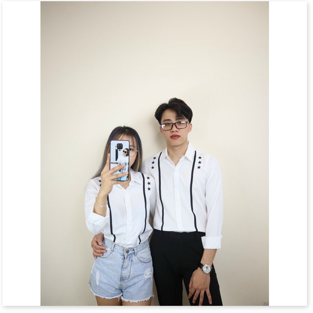 Áo sơ mi in thêu dài tay nam nữ cực đẹp phù hợp phong cách thời thượng KHANH AN