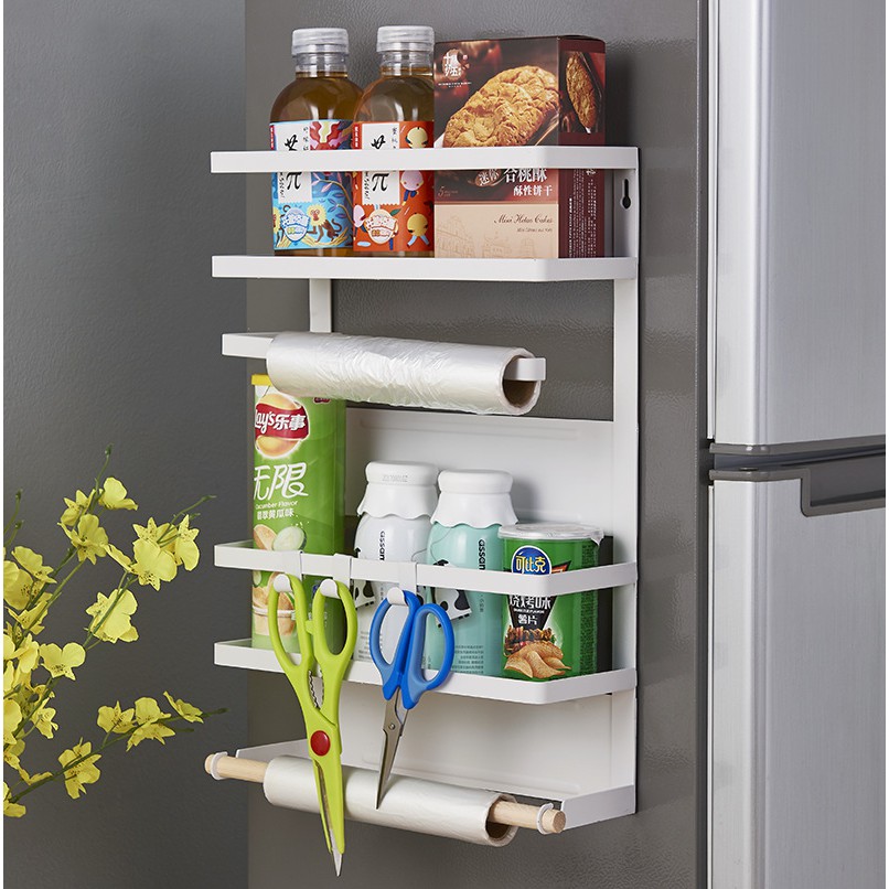 Giá kệ để đồ treo tủ lạnh hít nam châm chắc chắn Kệ đa năng Kệ đựng gia vị Thép carbon 3 size S,M,L