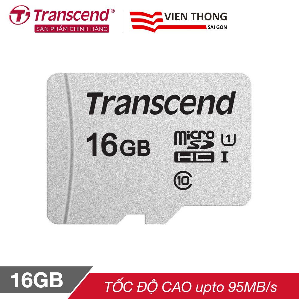 Nơi○✈❏Thẻ nhớ microSDHC Transcend 16GB 300S tốc độ upto 95MB/s - Hãng phân phối chính thức