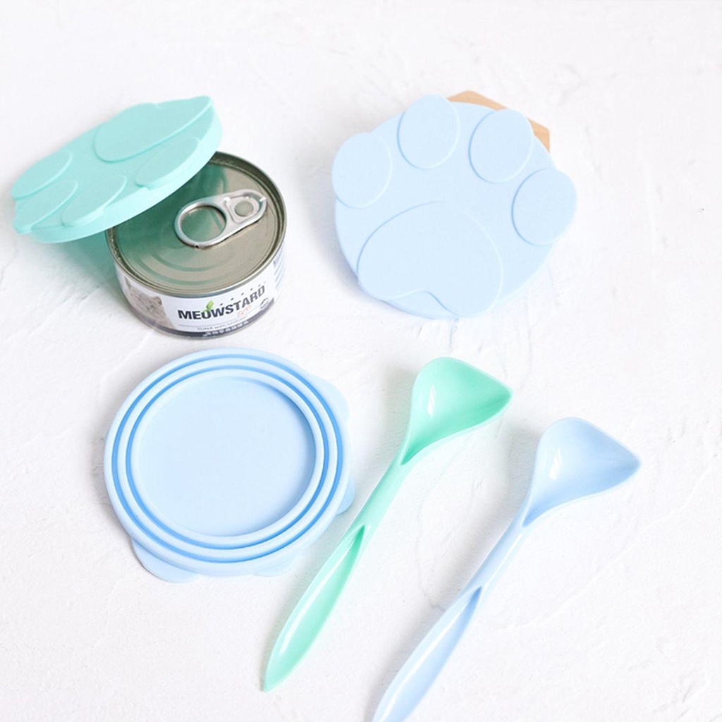 YIYU 1 Nắp Đậy Hộp Thiếc Bằng Silicon Có Thể Tái Sử Dụng Kèm Muỗng Ốp