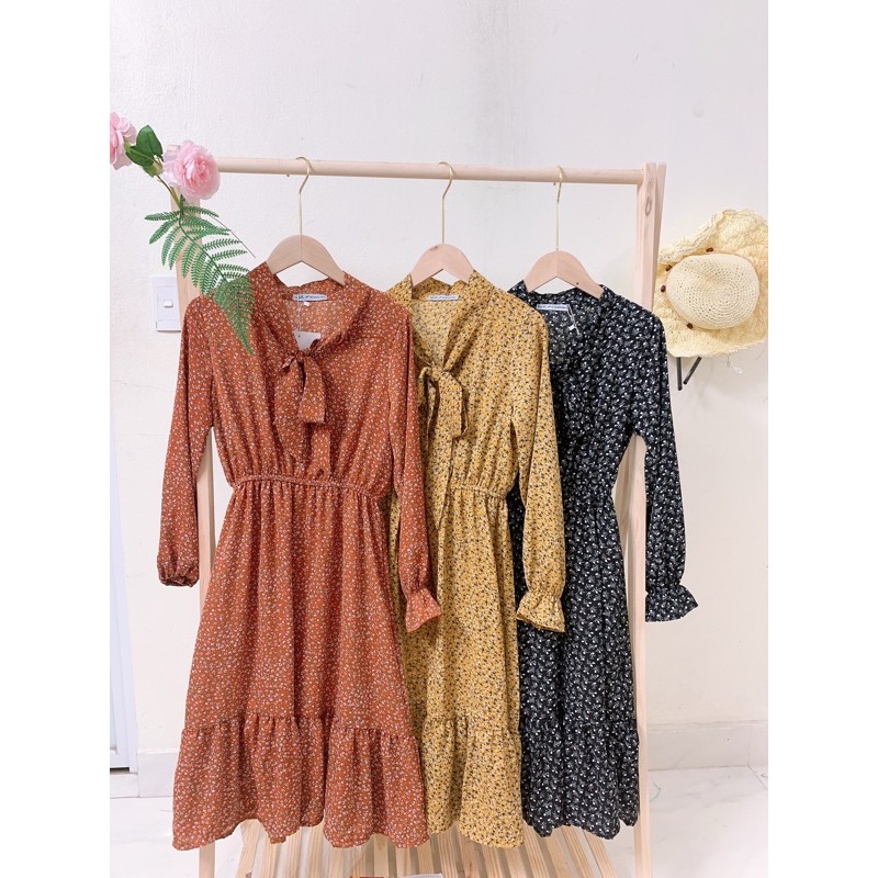 [Ảnh thật/Video] Váy hoa nơ cổ nhiều màu ( có video shop mặc mẫu) | BigBuy360 - bigbuy360.vn