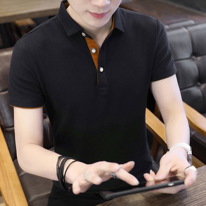 Áo thun polo tay ngắn bằng cotton 100% sành điệu cho nam