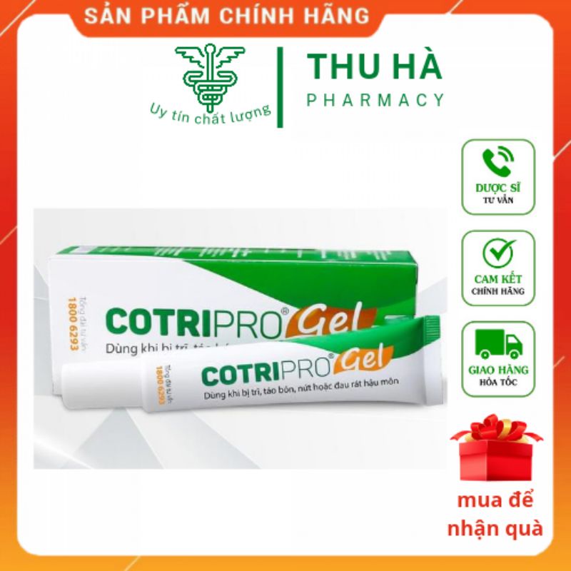 Tuýp Cotripro gel - Dùng khi bị trĩ, táo bón và rát hậu môn tuyt 10g và 25g