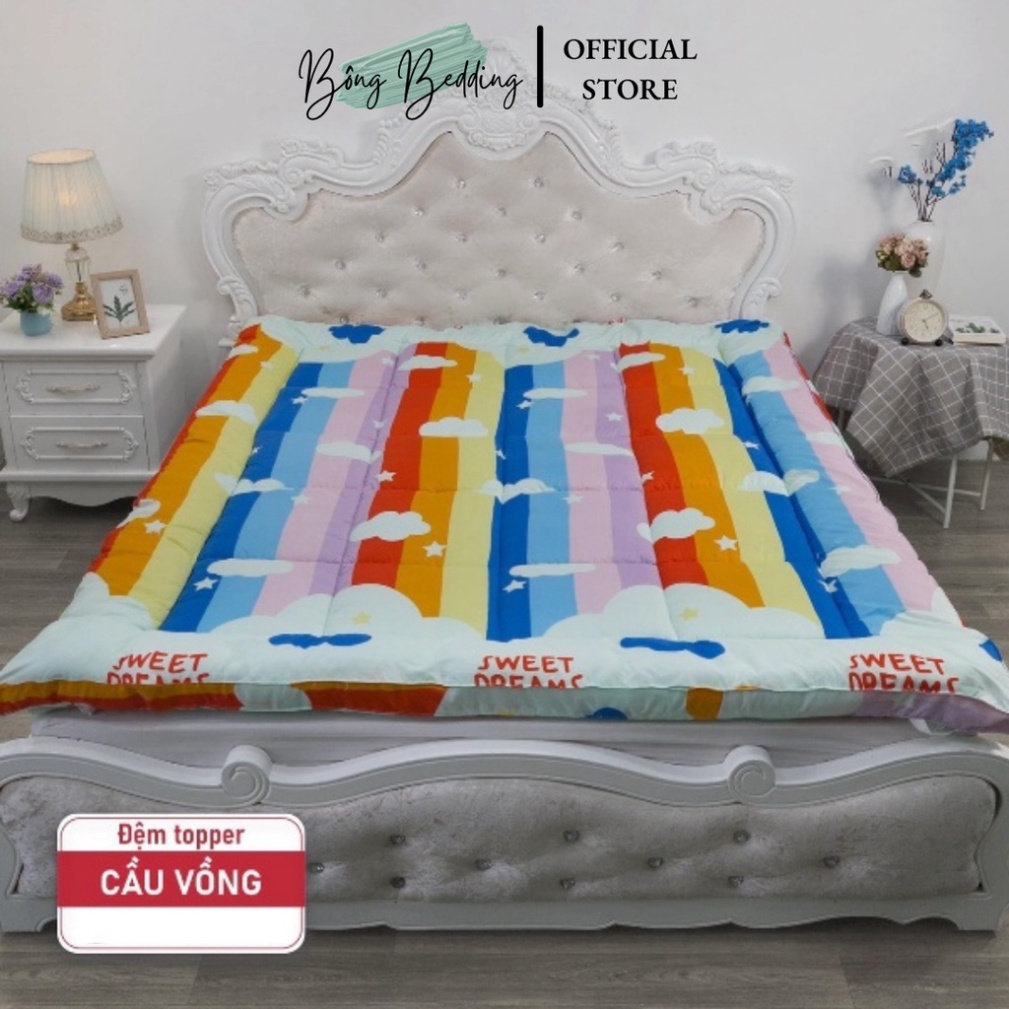 Topper Nệm Dày 5-6cm, Topper Làm Mềm Đệm Hàn Quốc Tiện Lợi Vải Cotton Poly, Gấp Gọn Khi Sử Dụng