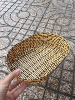 Khay oval nhựa giả mây