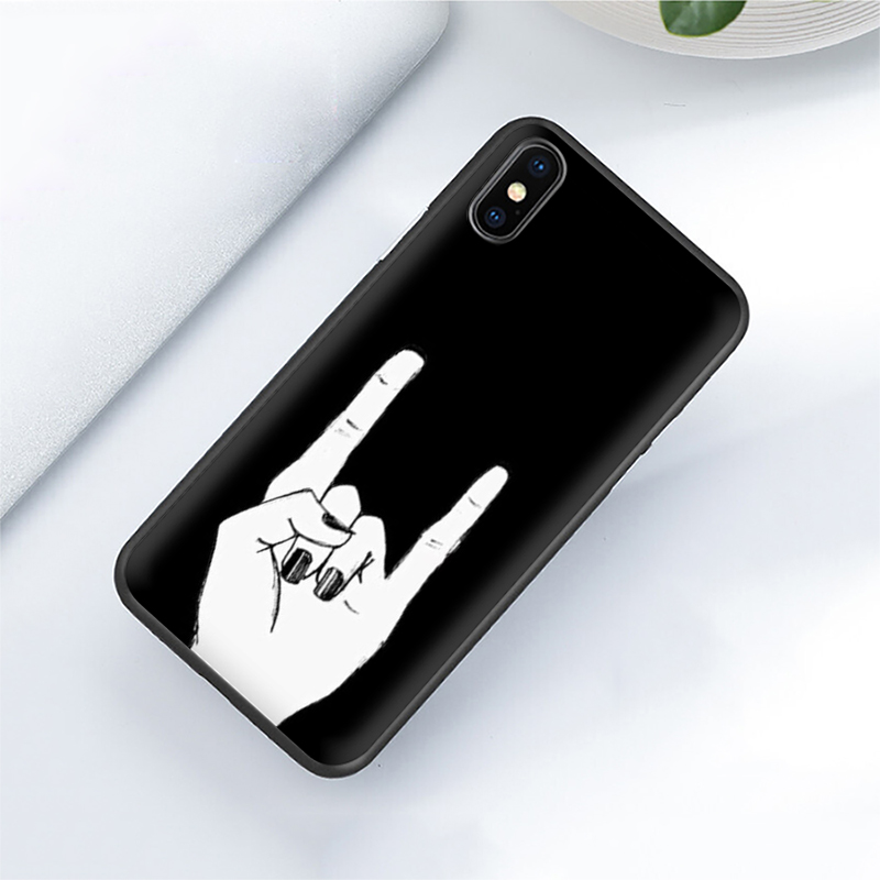 Ốp Điện Thoại Mềm In Họa Tiết Cử Chỉ Tay Trái Tim Màu Đen Cho Apple Iphone 12 11 Pro Max 12 Mini 22s