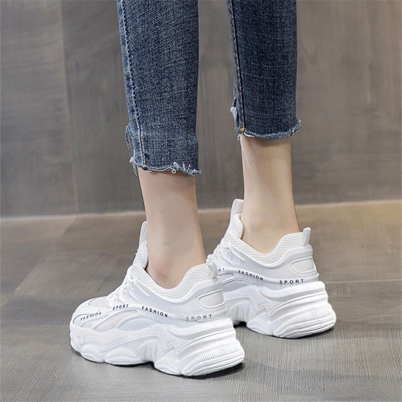 Giày thể thao nữ, giày nữ lưới thoáng khí hợp thời trang mới Giày đế cao