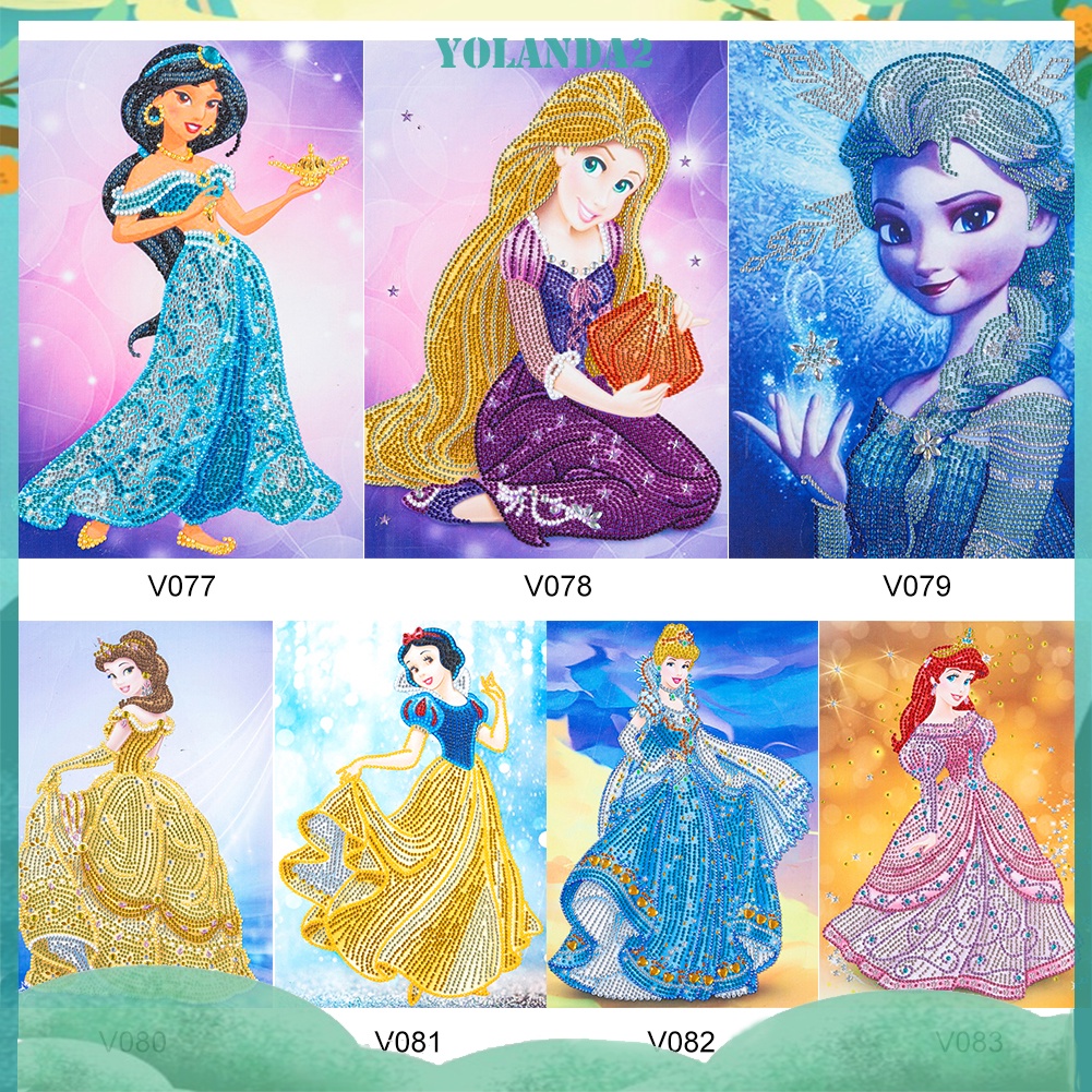 Bộ tranh đính đá 5D tự làm hình công chúa dễ thương