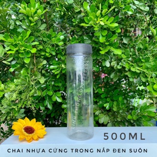 1 Chai nhựa 500ml thân suôn nắp đen - Chai nhựa detox