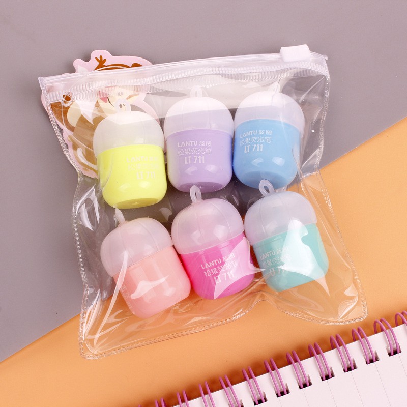 Set Bút highlight nhớ dòng đánh dấu trang mini cực kì cute phô mai que