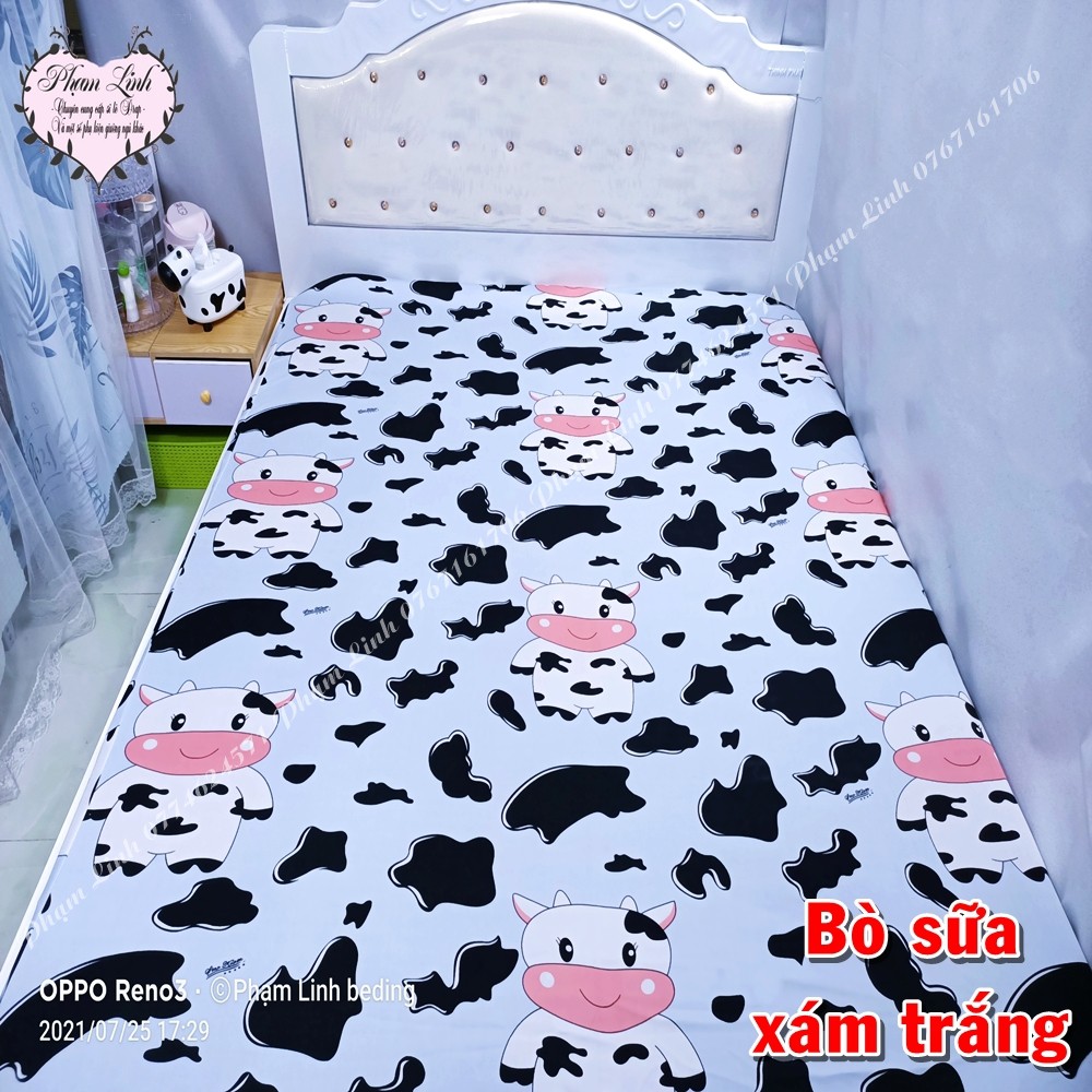 [1m4*2m*5-15cm] Drap-Ga trải giường bo chun vải thun 3D Hàn Quốc sợi polyester size 1m4 2 tấc Chỉ 1 drap
