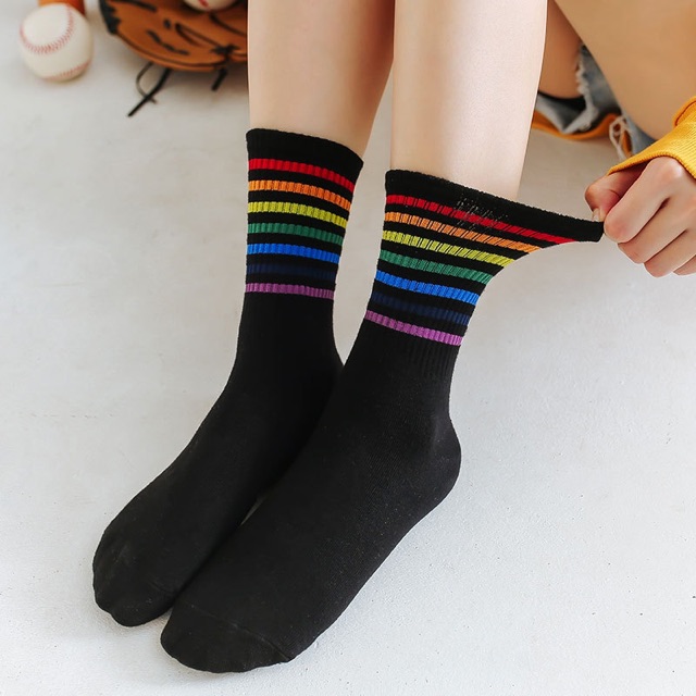 TL19 Tất vớ nữ màu cầu vồng unisex cá tính