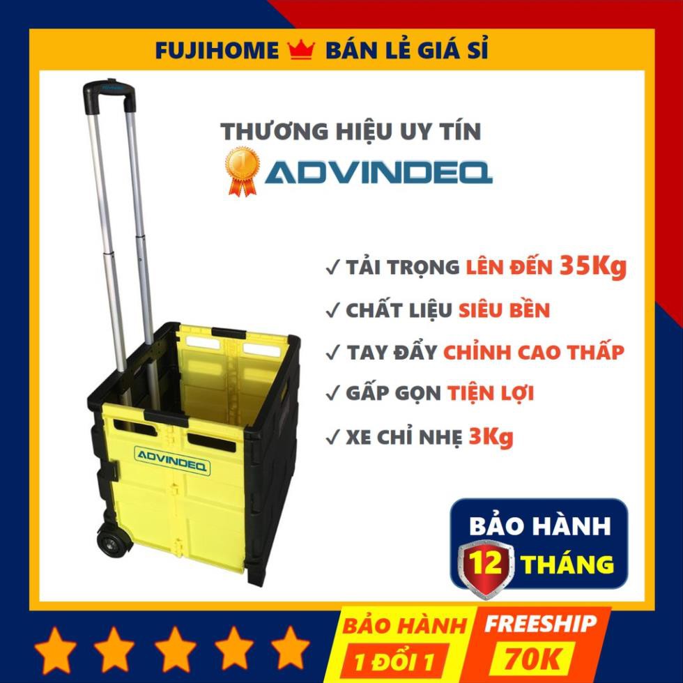 [BH 12 THÁNG] Xe đẩy hàng gấp gọn đi chợ 2 bánh ADVINDEQ HT-SP02, xe kéo hàng đi chợ gấp gọn mini siêu thị đa năng