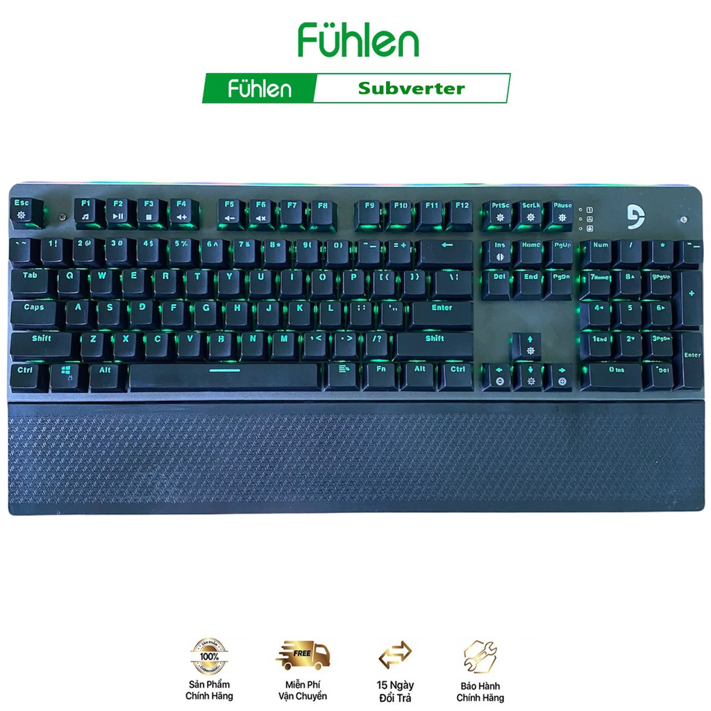 [Mã 44ELSALE2 giảm 7% đơn 300K] Bàn phím cơ Gaming Fuhlen Subverter- Green Like New Có Kê Tay Siêu Bền