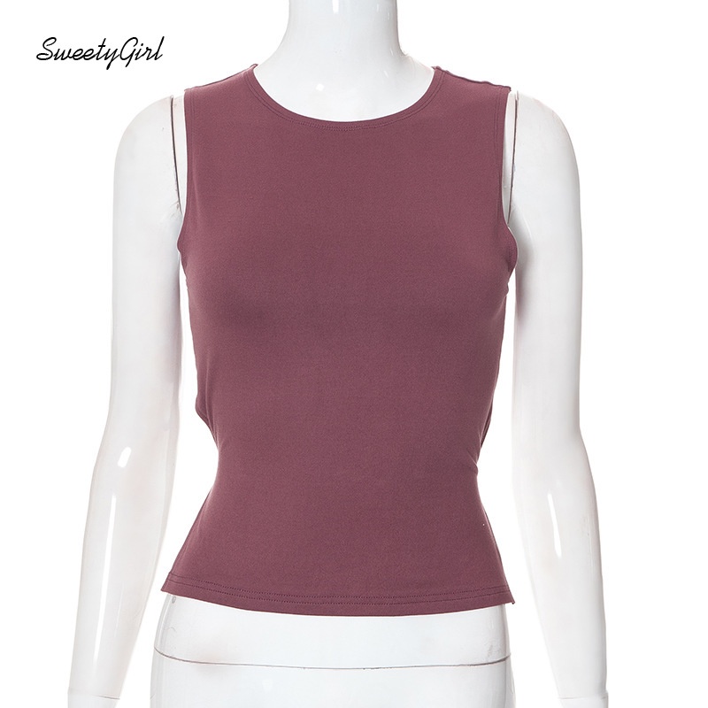 Áo Tank Top Cổ Tròn Màu Trơn 2022 Thời Trang Dành Cho Nữ