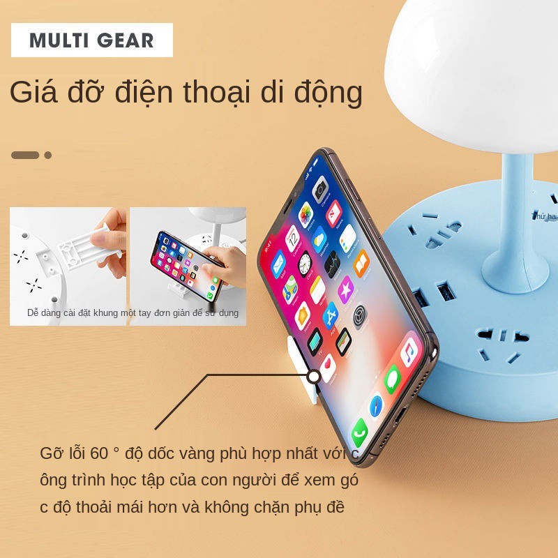 Ổ cắm bảo vệ mắt đèn bàn USB LED đa chức năng máy tính để học tập điều khiển từ xa khối đầu