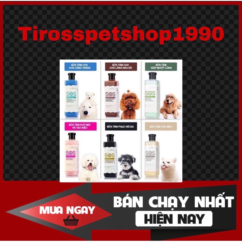 [Mã 267FMCGSALE giảm 8% đơn 500K] Sữa tắm cho chó SOS (các loại) - Chai 530ml