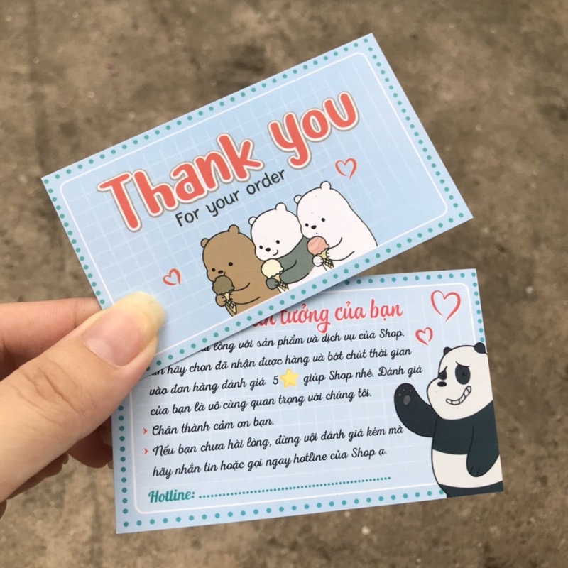 Combo 100 cái  thankyoucard, thiệp cảm ơn, Thẻ cám ơn có sẵn, Giấy bìa cứng cán màng size 9x5.5cm