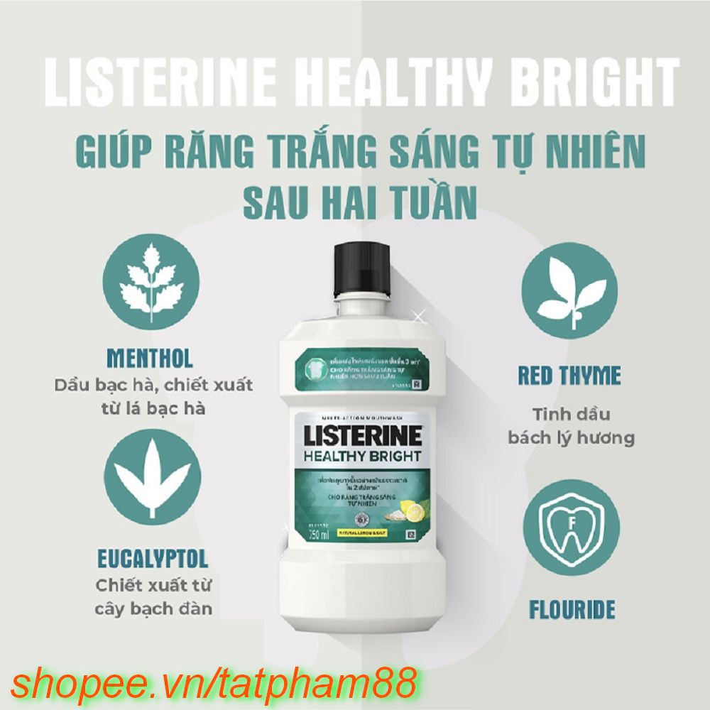 Nước Súc Miệng 250Ml Listerine Healthy Bright Làm Trắng Răng Thơm Miệng, tatpham88 Chất Lượng Tạo Nên Niềm Tin.