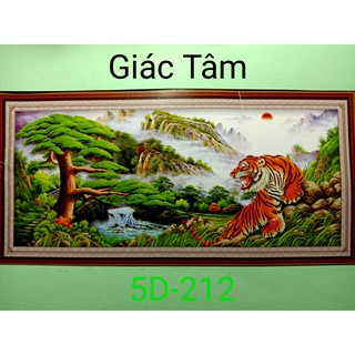 Tranh thêu HỔ NÚI RỪNG THÁC CÂY NHÀ ĐÁ TÙNG CỌP - 143x69cm - 5D-212 5D212 - tranh thêu chữ thập chưa thêu