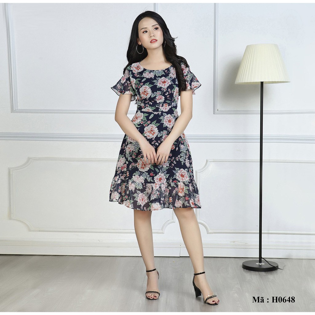 Váy (đầm) hoa dáng xòe kemxinh
