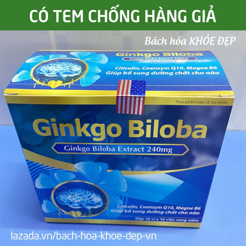 Ginkgo biloba 240 with Citicolin giúp bổ não, hoạt huyết _Hộp 100 viên