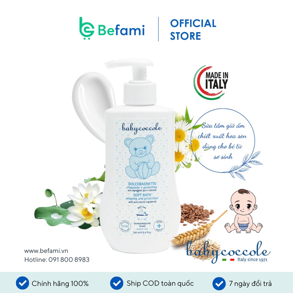 Sữa tắm giữ ẩm cho bé Babycoccole 0M+ chiết xuất hoa sen 250ml-400ml