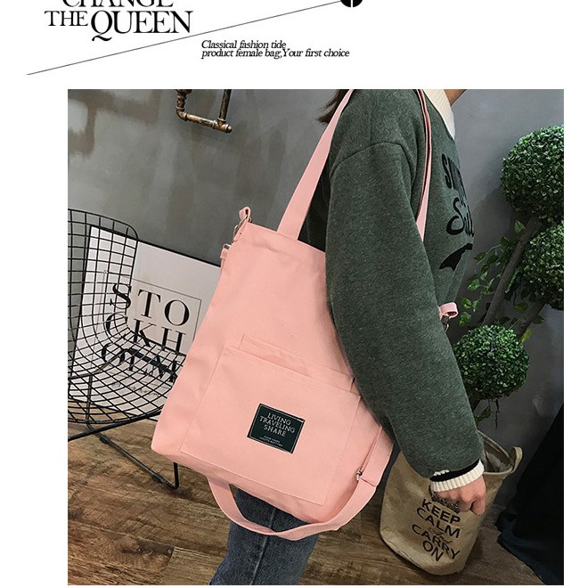 SUXI Túi vải bố phong cách Hàn Quốc hợp thời trang cho nữ