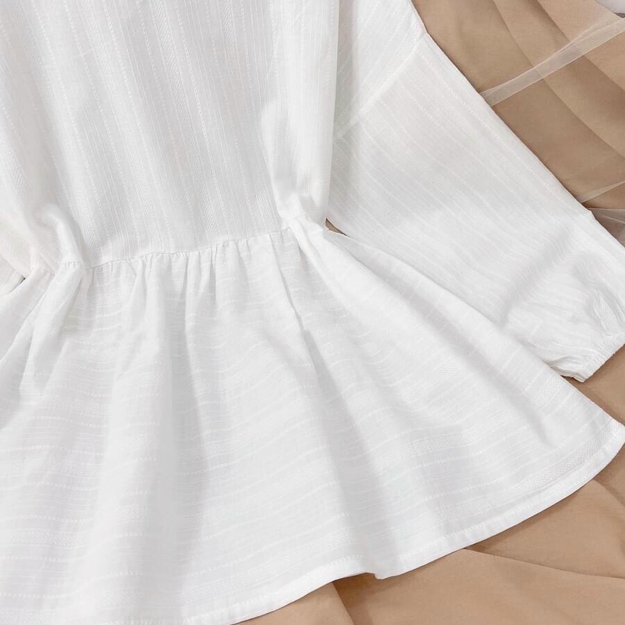ÁO BABYDOLL BO EO TAY BỒNG TRẮNG - AO0657