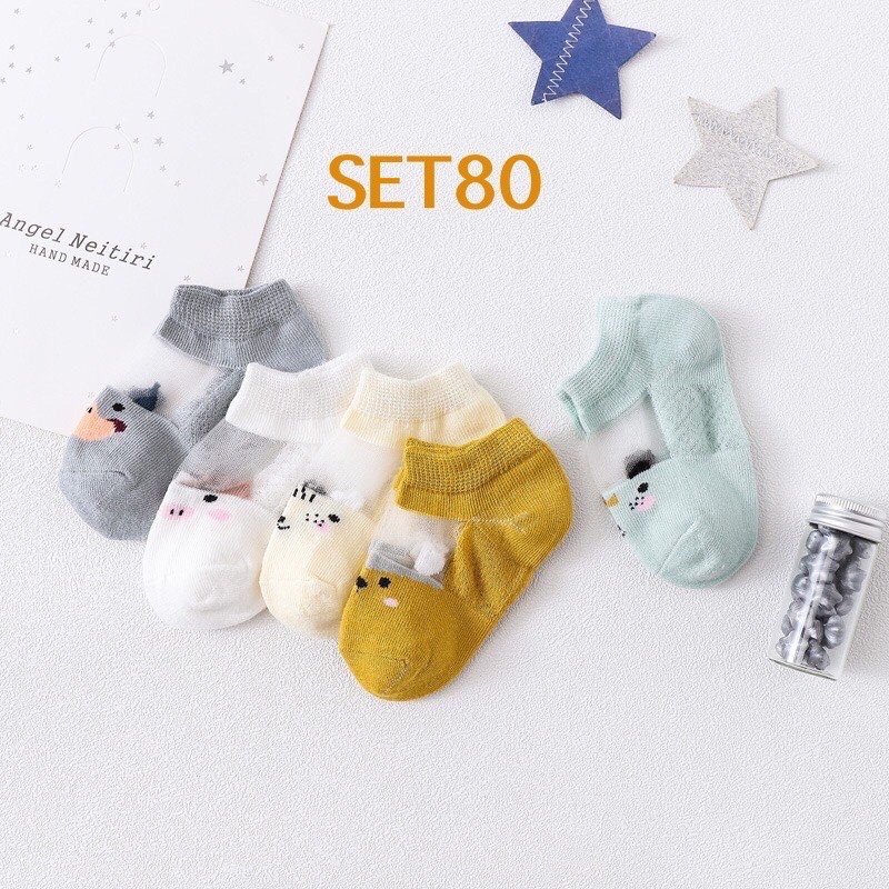 Set 5 đôi vớ lưới, tất lưới mùa hè cho bé