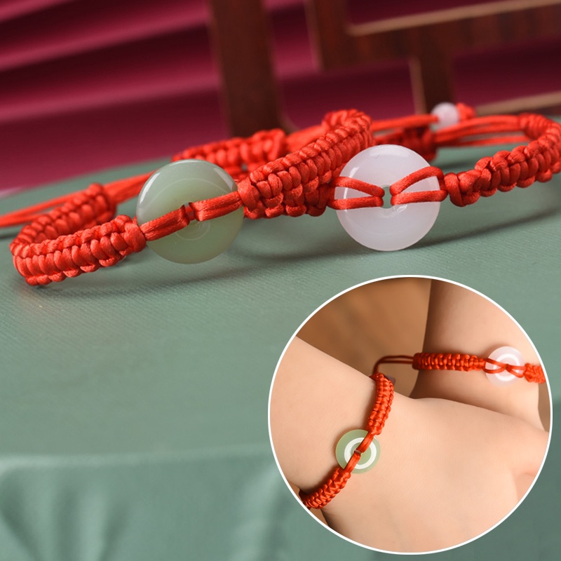 Vòng Tay Chuỗi Hạt Ngọc Bích Màu Trắng/Xanh Lá Thời Trang Cho Cặp Đôi