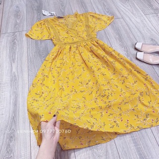 Đầm hoa phối ren