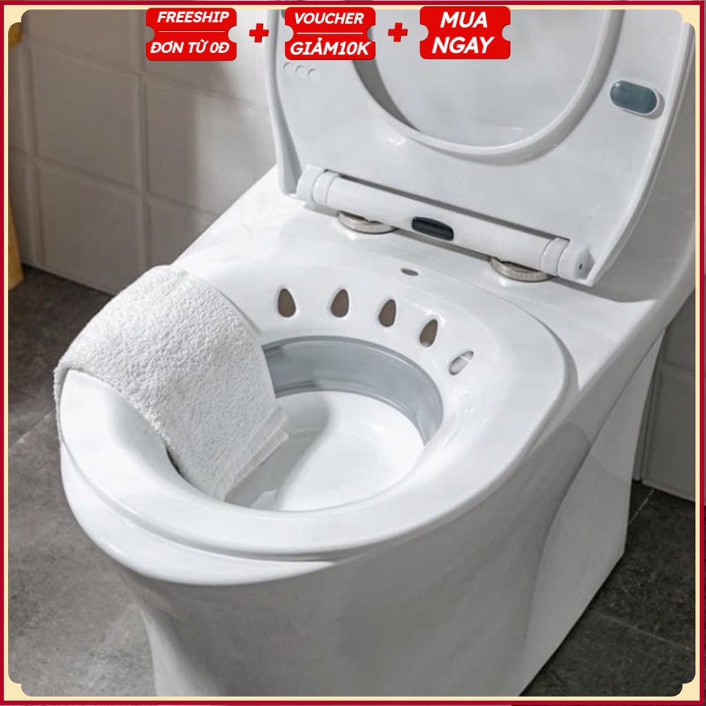 Chậu Xông Hơi Vùng Kín Phụ nữ Sau Sinh Gấp Gọn Gắn bồn cầu Tiện Lợi kèm Vòi xịt, Bô xông hơi phụ khoa sản phụ, hậu môn