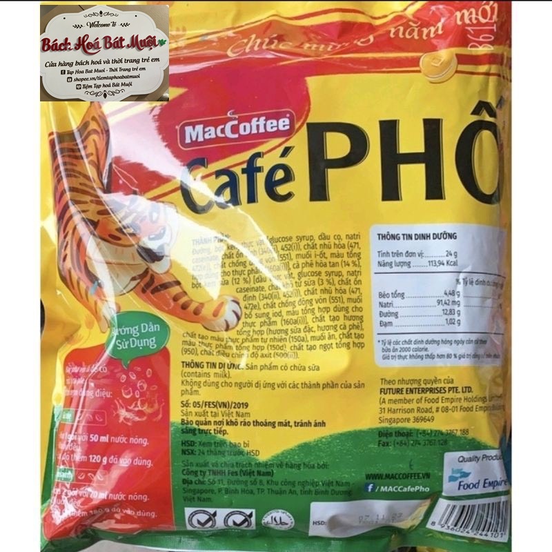 MACCOFFEE - Cà phê Phố cà phê sữa đá (túi 30 gói x 24g)