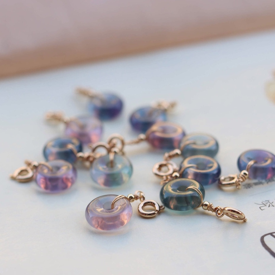 Chuỗi Hạt Đá Fluorite Hình Giọt Nước Nhiều Màu Sắc Dùng Làm Trang Sức DIY