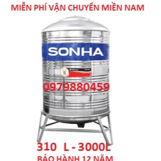 Bồn nước inox Sơn Hà đứng, 300L-3000L, BH 12 nam