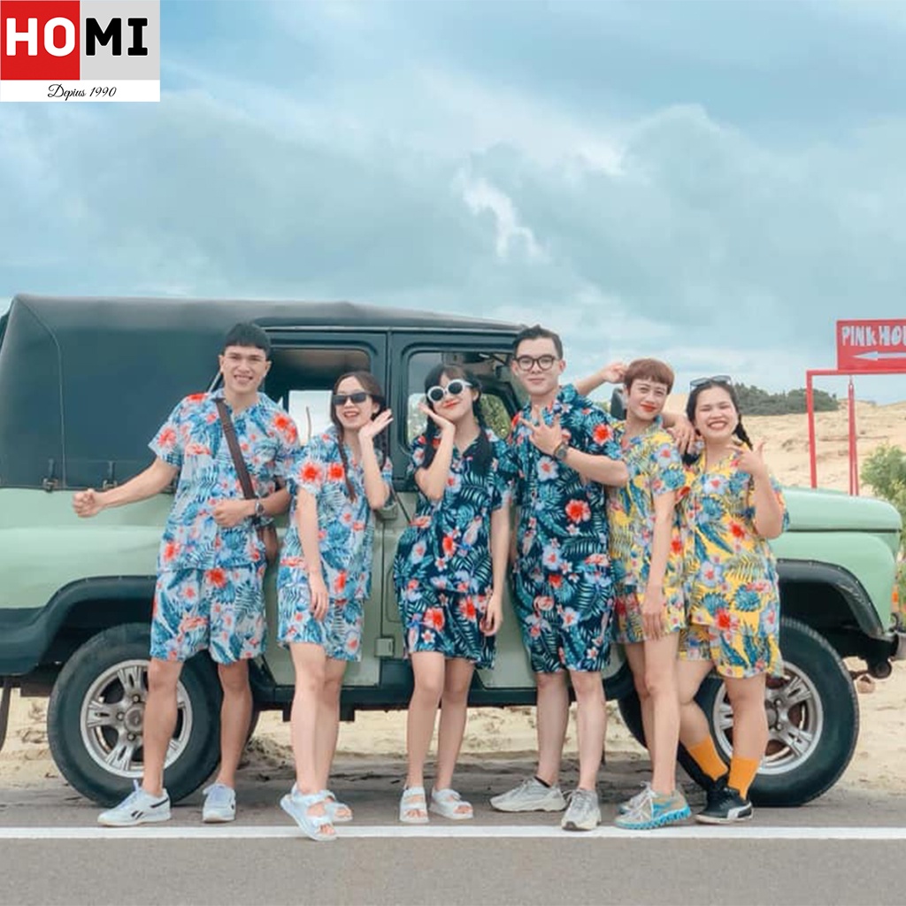 SET ÁO SƠ MI - QUẦN HỌA Unisex TIẾT HOA Bộ đi biển