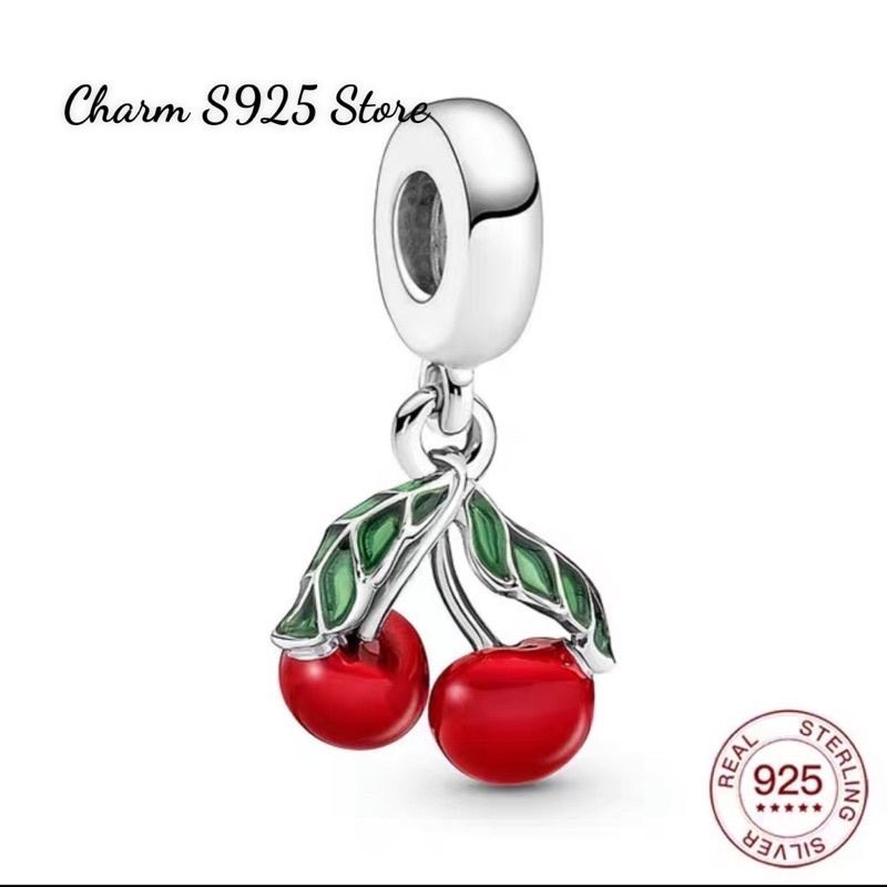 CHARM PAN ALE TREO ĐÔI CHERRY BẠC S925 CAO CẤP