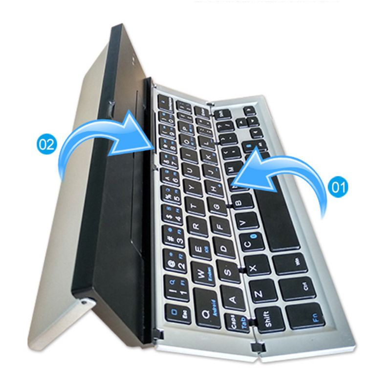 Bàn Phím Bluetooth Không Dây Mini Bằng Hợp Kim Nhôm Có Thể Gấp Lại Và Sạc Lại Tiện Dụng