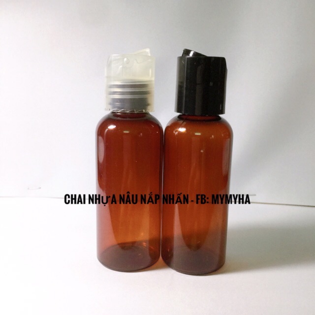 Chai nhựa nâu nắp nhấn trắng/đen dùng đựng toner