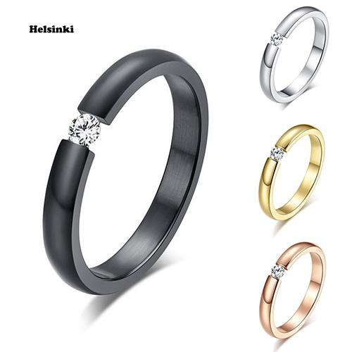 Nhẫn Cưới Thép Titan Đính Đá Thời Trang Cho Nữ, Kích Cỡ 6-12