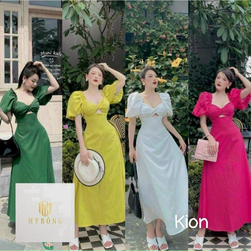 Đầm lụa xoắn ngực khoét eo 5 màu siêu đẹp giúp tôn dáng người mặc