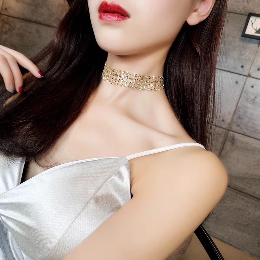 Vòng cổ choker lưới đính kim tuyến CH01