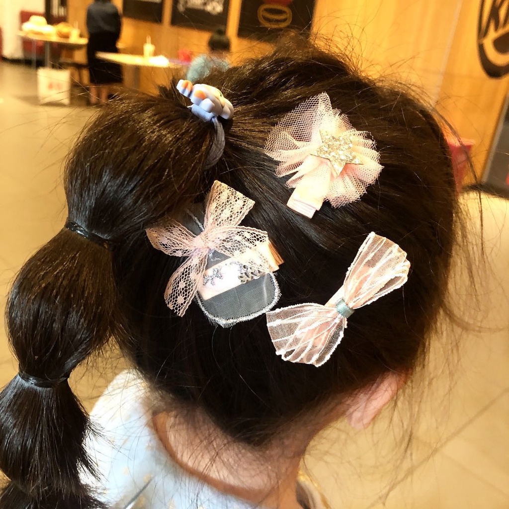 SET 4 KẸP TÓC VƯƠNG MIỆN, NƠ XINH CHO BÉ - Nana CT07