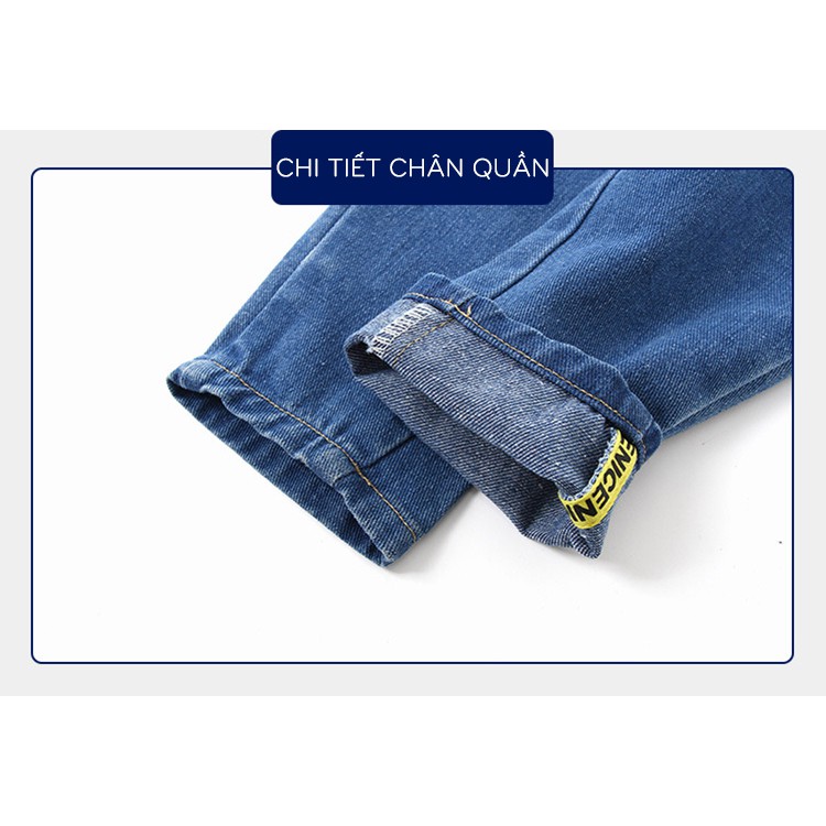 Quần Jean bé trai WELLKIDS quần dài cho bé họa tiết đơn giản chất bò mềm mại